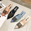 cheap women's shoes summer pointed toe half slippers lady's stiletto mid heel sandals