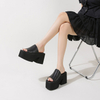 Fashion Waterproof Platform Fish Mouth Leather High Heel Sandals Summer Women's Slippers
