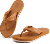 Womens Flip Flops With Arch Support Comfortable Yoga Mat Cushion Thong Leather Sandals for Ladies Fashion Slip On Summer Beach Walking