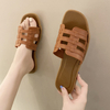  Flat Sandals Comfortable Sandals Women's Dressy shoes Square Open Toe Slide Backless Faux Suede Summer Flats 