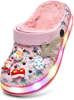 Fur Lined Toddler Clogs Kids Slippers Fuzzy Light up Sandals Boys Girls Garden Shoes Winter Warm Cartoon Slides Slip on Lightweight
