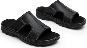 Sandals for Men Leather Slip on Mens Sandals Outdoor Men's Beach Slide Slippers