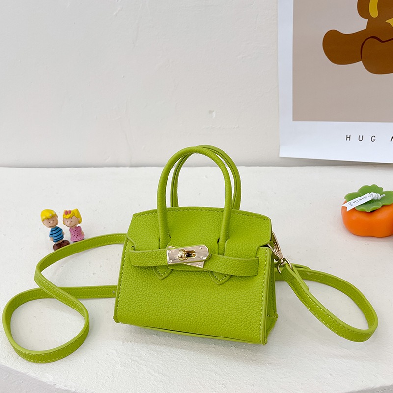 Girls Leather Shoulder Bag Solid Color Mini Fashion Bag for Kids Party 