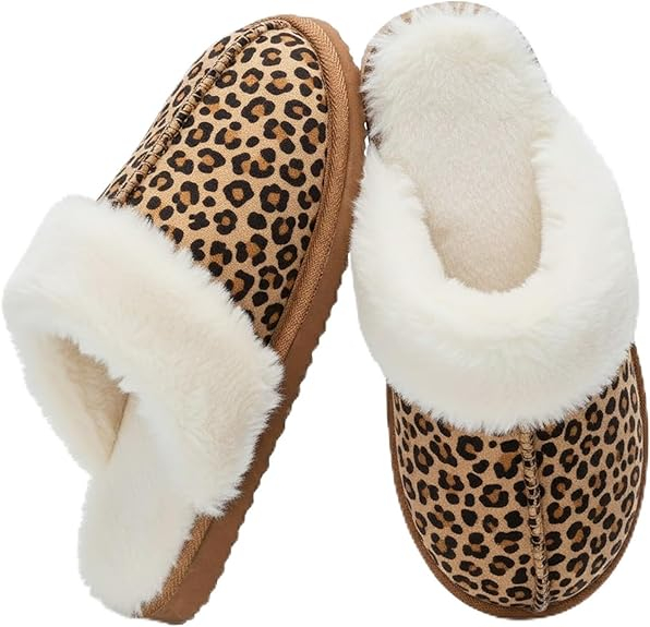 Fuzzy Slippers for Women Cozy Faux Fur House Shoes Winter Warm Memory Foam Slippers for Indoor and Outdoor