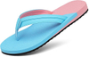 Womens Two-Tone Flip Flops with Arch Support Comfort Beach Thong Sandals Indoor Outdoor
