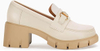 Womens Chunky Platform Lug Sole Loafers Mid Heel Square Toe Dress Walking Work Shoes with Buckle Chain