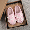  Coquette Bow Slippers Cute Plush Fluffy Warm Fur Slippers Ladies Fuzzy Bedroom for Indoor House Home Winter