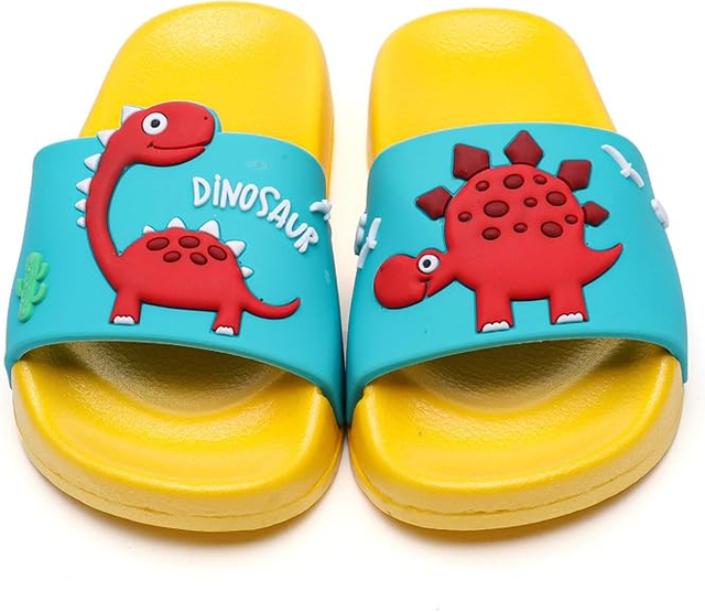 Toddler Little Kids Dinosaur Beach/Pool/Shower Slides/Anti-Skid Home Bath Slippers/Cute Summer Outdoor Shoes for Girls and Boys