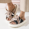 Four Seasons Universal Indoor Home Cow Linen Slippers Sandals Cute Cartoon Non-slip