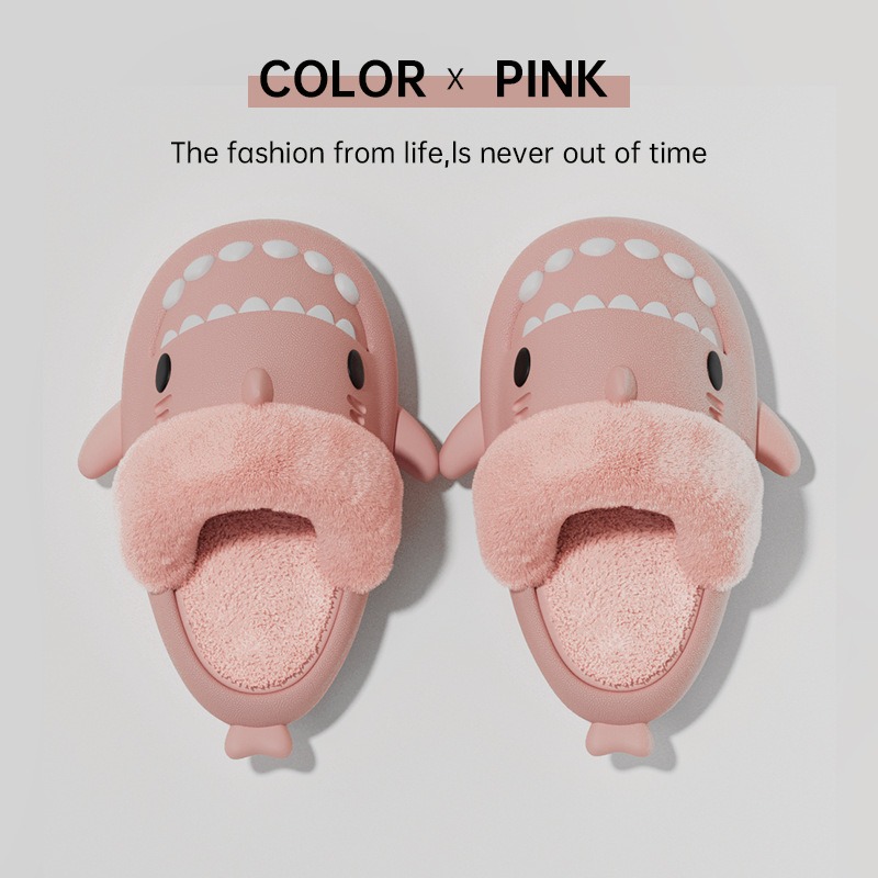 Winter Shark Slippers,Cartoon Shark Slippers,Plush Shark Slides,4cm Thick Sole Shark Slides,shark slippers for women