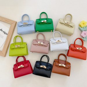 Girls Leather Shoulder Bag Solid Color Mini Fashion Bag for Kids Party 