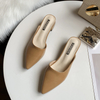 French flat black back trip sandals for women spring summer pointy diamond temperament single shoes