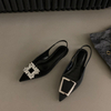 Outdoor spring and summer Korean style rhinestone buckle high heels pointed toe stiletto sexy sandals