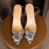 Wholesale new summer Korean version of rhinestone transparent crystal sandals slim women's fashion large size high-heeled sandals