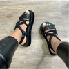 sandal 2024 summer sandals for women flat sandals cross-border solid color foreign trade plus-size shoes thick sole rope Europe Beautiful