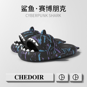 2024 Shark Slides Black Punk New Summer Slippers Female Shark Slippers Outdoor Women Shoes Kids Flip Flops Men Couples Cartoon