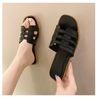  Flat Sandals Comfortable Sandals Women's Dressy shoes Square Open Toe Slide Backless Faux Suede Summer Flats 