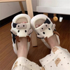Cute Women Kawaii Fluffy Summer Linen Platform Animal Cow Slippers Cartoon Milk House Slippers Funny Shoe