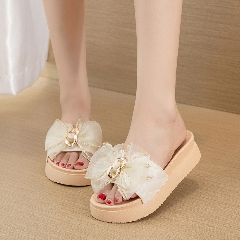 Wedges Platform Woman Bohemian Women's Summer Footwear Summer Slipper with Bow Large Size 
