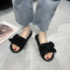 Wholesale Spring and Autumn women's fashion trend comfortable bow flat flip-flops home fabric slippers
