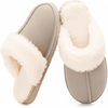 Fuzzy Slippers for Women Cozy Faux Fur House Shoes Winter Warm Memory Foam Slippers for Indoor and Outdoor