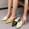 French flat black back trip sandals for women spring summer pointy diamond temperament single shoes