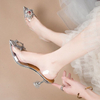 Wholesale new summer Korean version of rhinestone transparent crystal sandals slim women's fashion large size high-heeled sandals