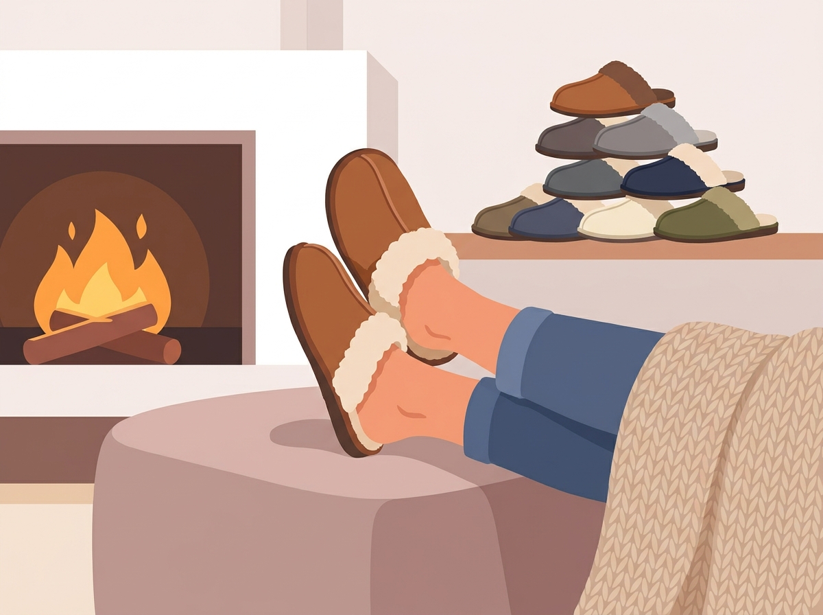 A comfortable indoor warm slipper designed for autumn and winter lounging