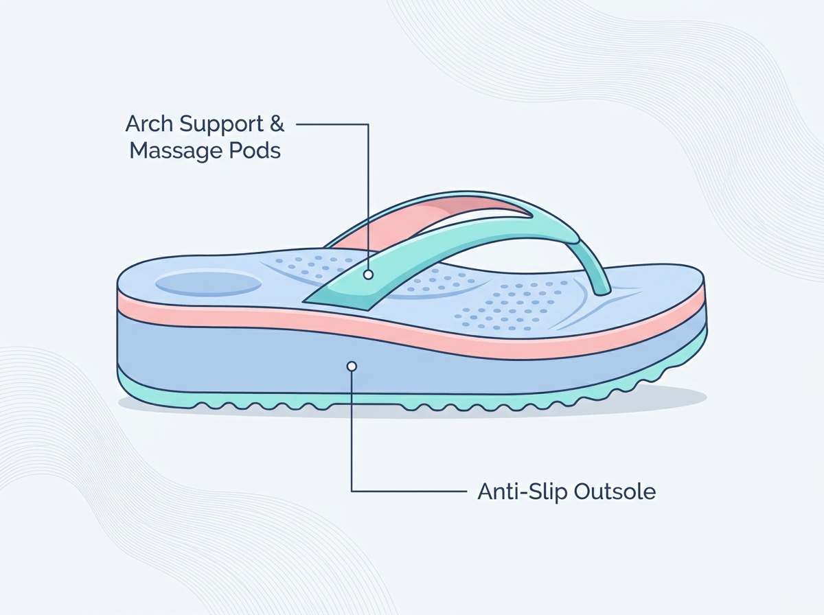 A pair of comfortable beach flip flops resting on the sand near the water