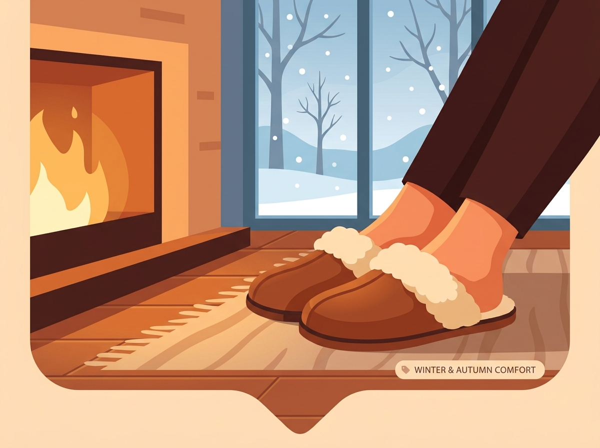 A comfortable indoor warm slipper designed for autumn and winter weather conditions