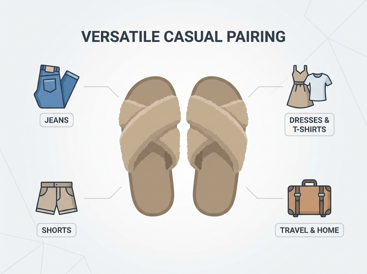 A stylish indoor warm slipper featuring comfortable plush lining and an elegant design suitable for home and casual wear