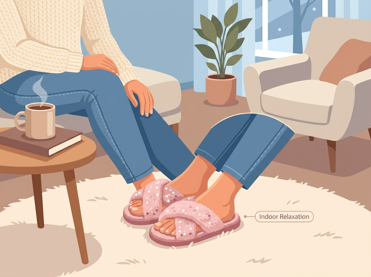 A stylish pair of comfortable home cotton slippers designed for everyday indoor wear